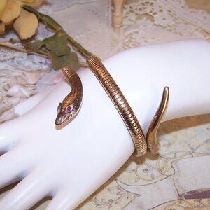 Victorian Revival 9K Rose Guld Ruby Expandable Cable Snake Bracelet - Arm Band